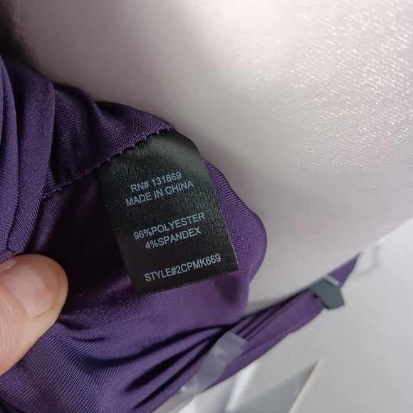 NWT Thirty Thirty Size S Cowl Neck Gold Chain Accent Tube Top Purple Stretch - Picture 10 of 12